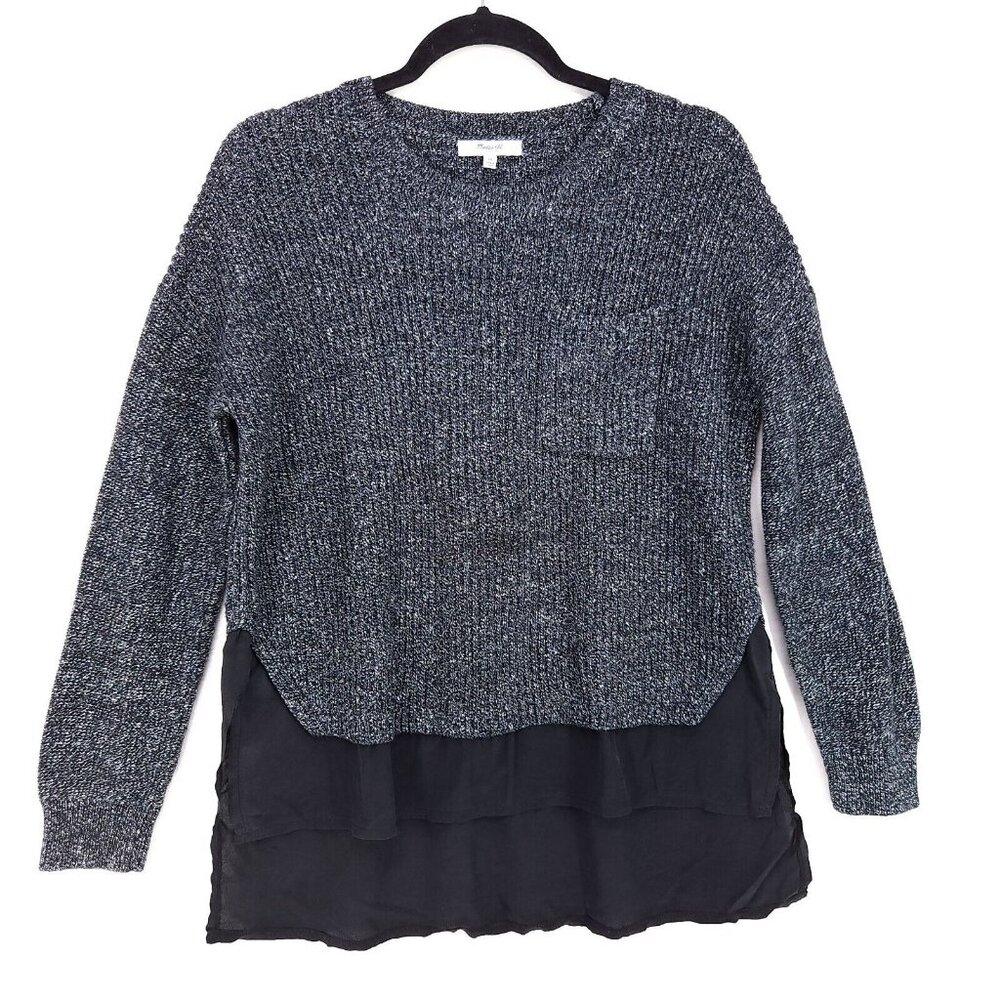 Madewell Pullover Sweater Silk Linen Womens Medium Layered Hem Long Sleeve - Picture 2 of 11